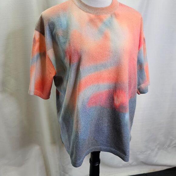 Zara Oversized Tie Dye Short Sleeve Sweater Size Medium - Picture 2 of 8